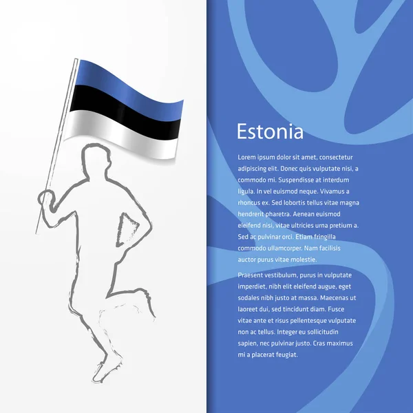 Broschyr med man håller Estland flagga — Stock vektor