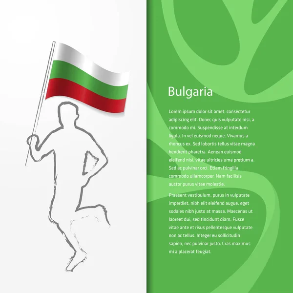 Brochure avec homme tenant le drapeau de la Bulgarie — Image vectorielle