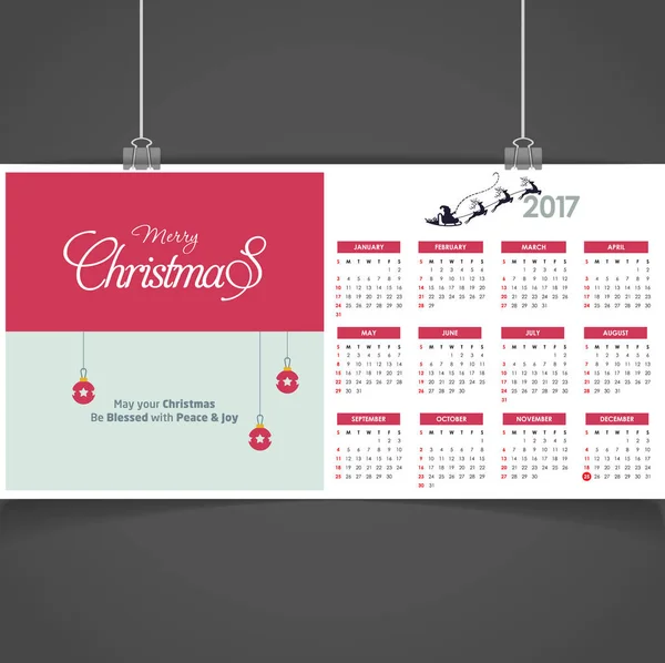 Calendario de Navidad imprimible — Vector de stock