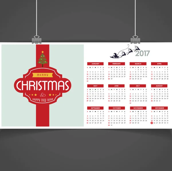 Calendario de Navidad imprimible — Vector de stock