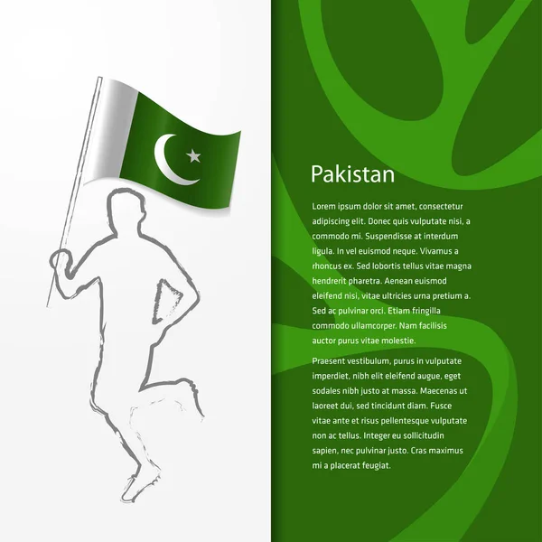 Pakistan bayrağı tutan adamla broşürü — Stok Vektör