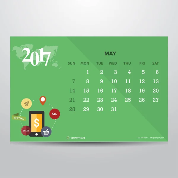 Desenho de calendário para impressão — Vetor de Stock