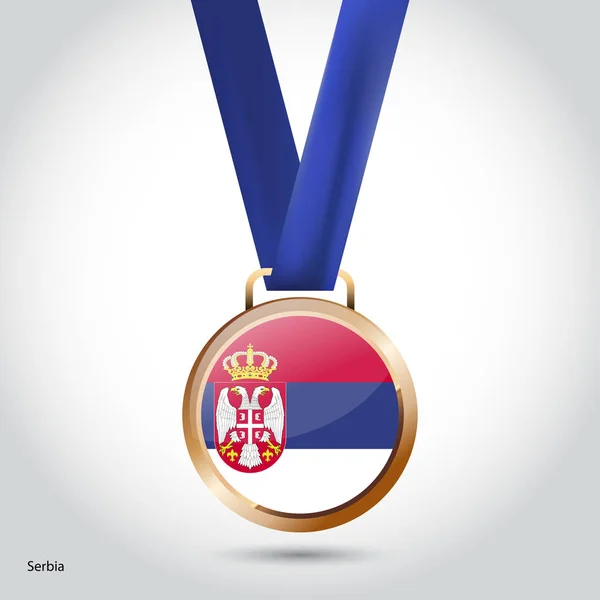 Bandeira da Sérvia em medalha de bronze —  Vetores de Stock
