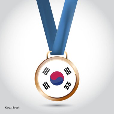 Bronz madalya Güney Kore bayrağı 