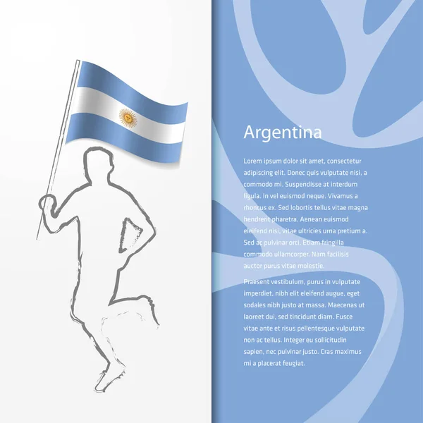 与男人抱着阿根廷国旗的小册子 — 图库矢量图片