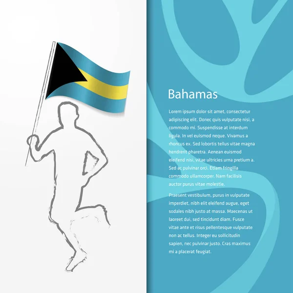 Broschyr med man håller Bahamas flagga — Stock vektor