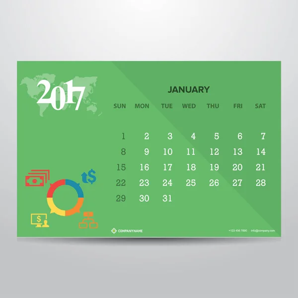 Printable design of calendar — Stock Vector