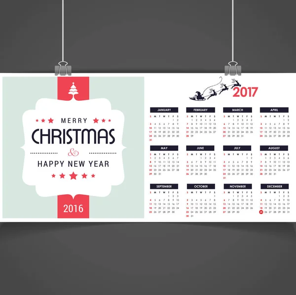 Calendario natalizio stampabile — Vettoriale Stock