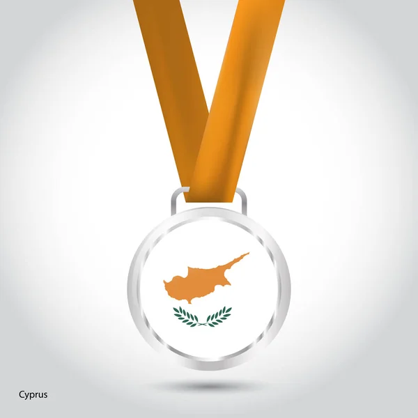 銀メダルでキプロスの国旗 — ストックベクタ