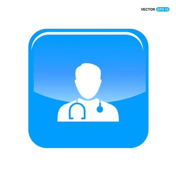 Silhouette médecin en bouton bleu — Image vectorielle