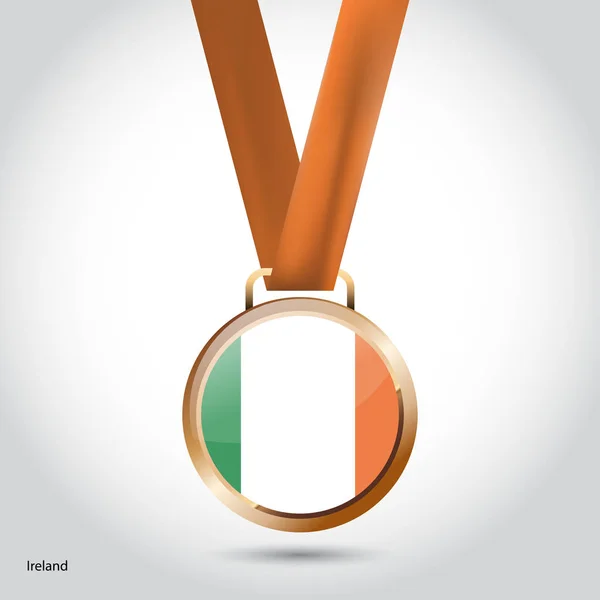 Прапор Ірландії в бронзову медаль — стоковий вектор