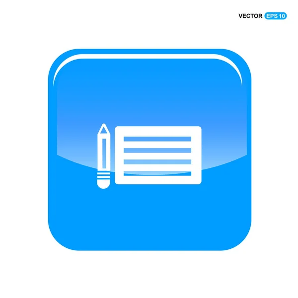 Ceruza és papír kék gomb — Stock Vector