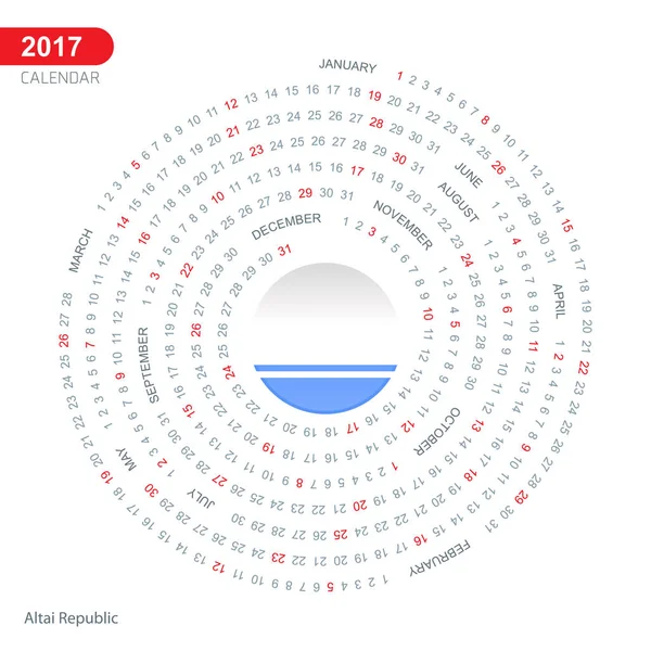Calendario 2017 con bandera de la República de Altai — Vector de stock