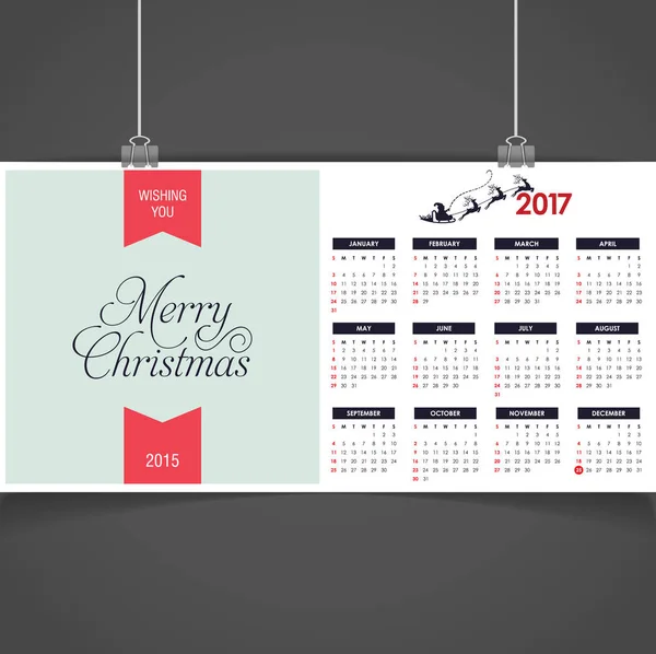 Calendario de Navidad imprimible — Vector de stock