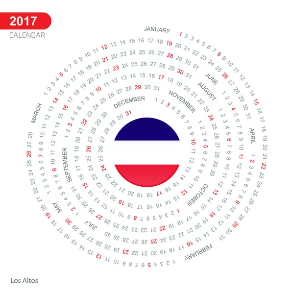 Календарь 2017 года с флагом Лос-Альтос — стоковый вектор