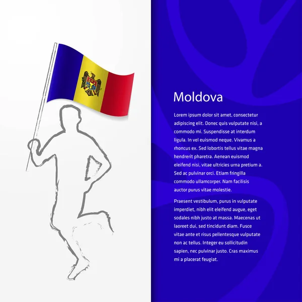 Broschyr med man håller Moldavien flagga — Stock vektor