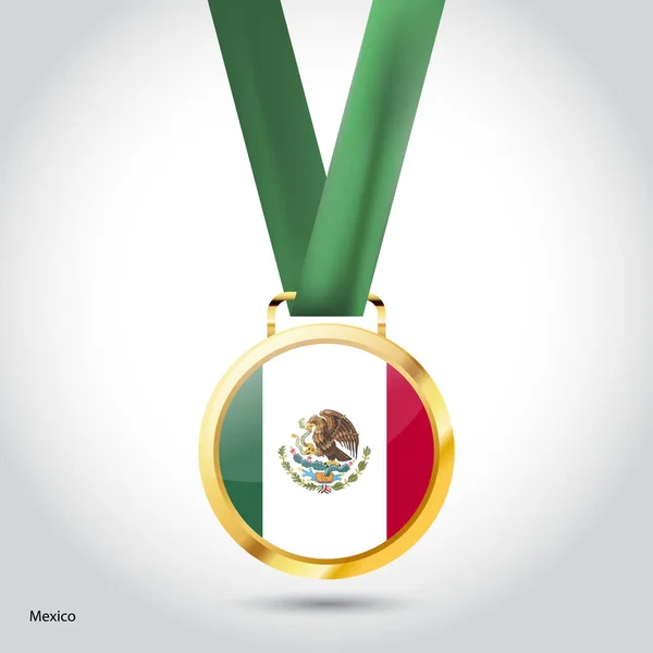 Прапор Мексики в золоту медаль — стоковий вектор