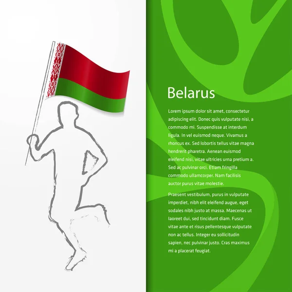 Beyaz Rusya bayrak tutan adamla broşürü — Stok Vektör
