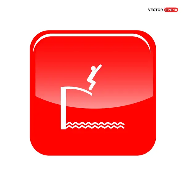 Icono botón rojo — Vector de stock