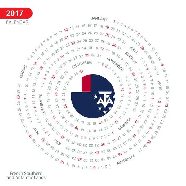 Calendario 2017 con bandera — Vector de stock