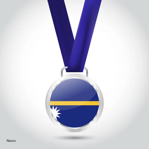 Flaga Nauru w srebrny medal — Wektor stockowy