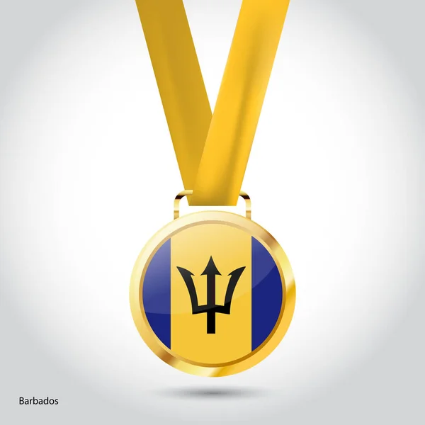 Drapeau de la Barbade en médaille d'or — Image vectorielle