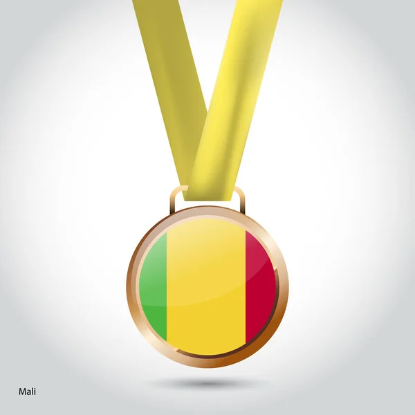 Drapeau du Mali en médaille de bronze — Image vectorielle