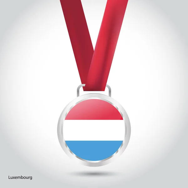 Luxembourg flag in silver medal — Stock Vector