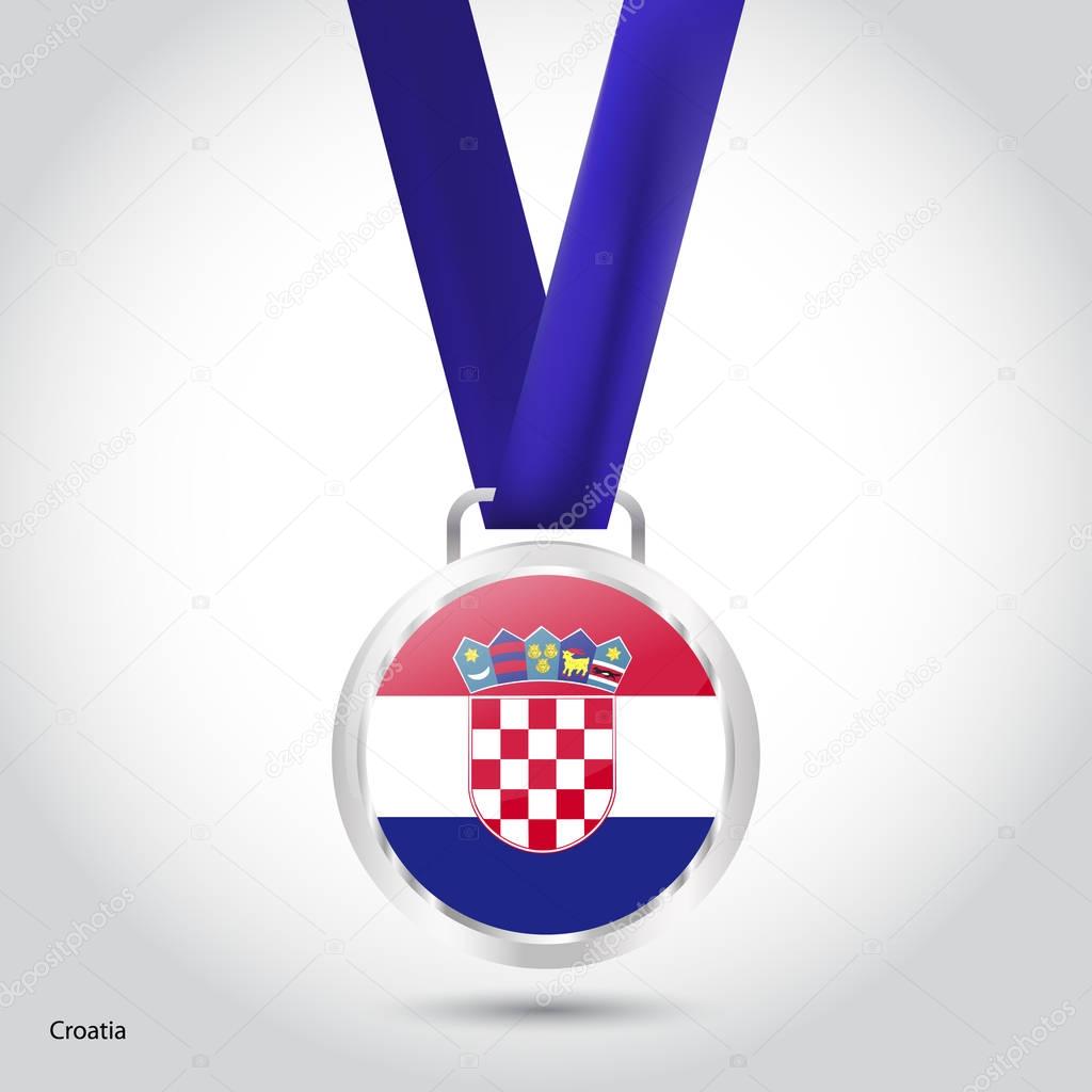 Croatia flag in silver medal, Olympic Game concept
