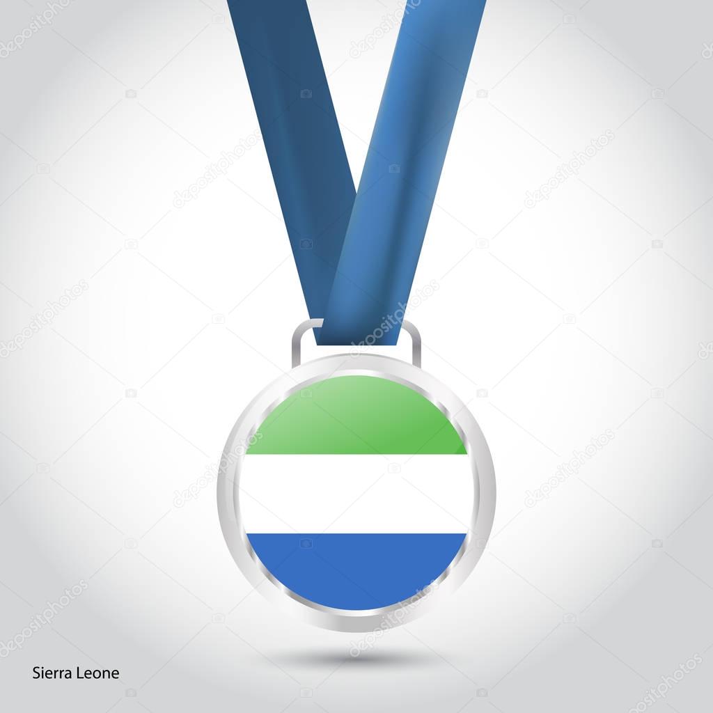 Sierra Leone flag in silver medal, Olympic Game concept