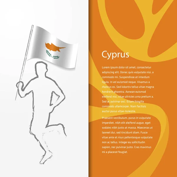 Brochure con uomo con bandiera cipriota — Vettoriale Stock