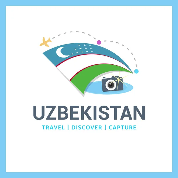 Logo bandiera nazionale Uzbekistan — Vettoriale Stock