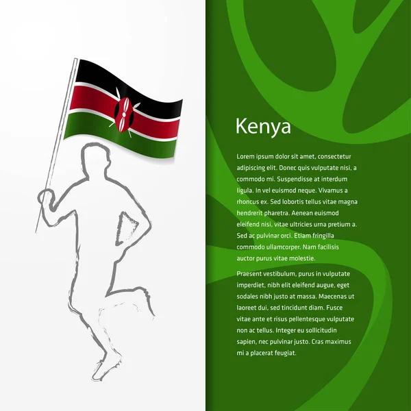Broschüre mit Mann mit Kenia-Fahne — Stockvektor