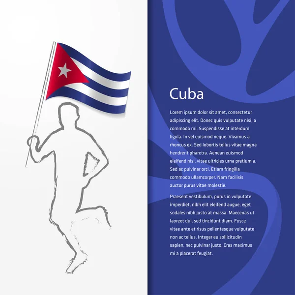 Broszura z mężczyzną gospodarstwa flaga Kuby — Wektor stockowy