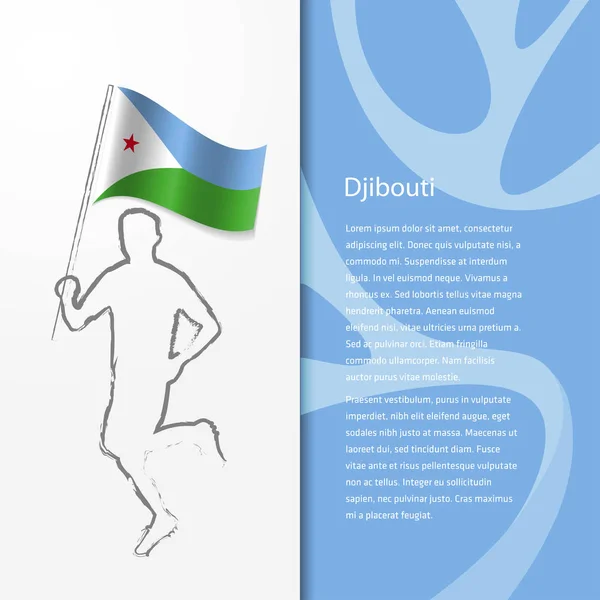 Broschyr med man håller Djiboutis flagga — Stock vektor