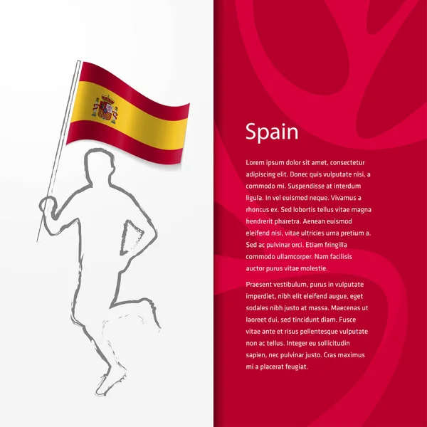 스페인 국기를 들고 남자와 브로셔 — 스톡 벡터