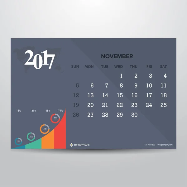 Conception imprimable du calendrier — Image vectorielle