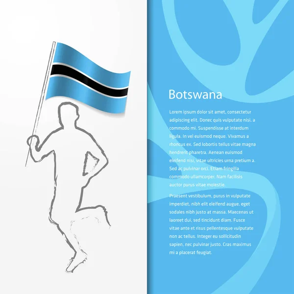 Folleto con el hombre que sostiene la bandera de Botswana — Vector de stock