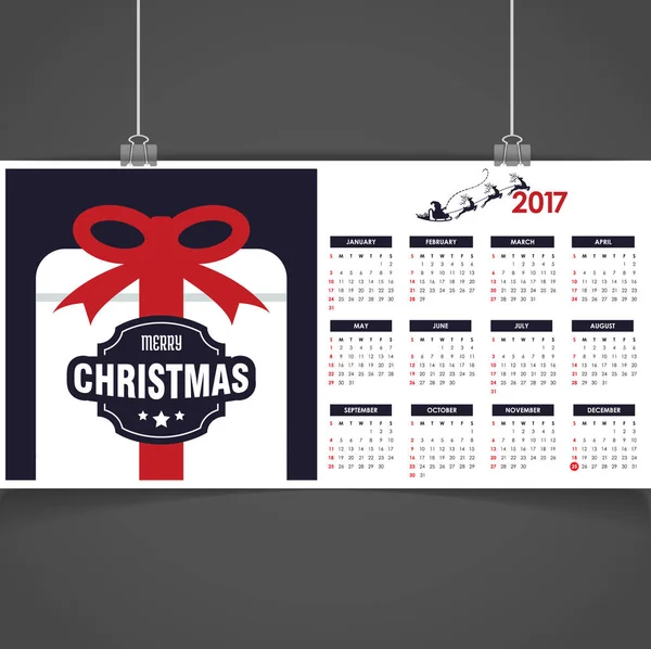 Calendario de Navidad imprimible — Vector de stock