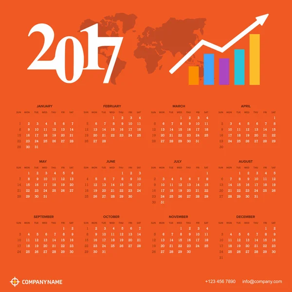 Conception imprimable du calendrier — Image vectorielle