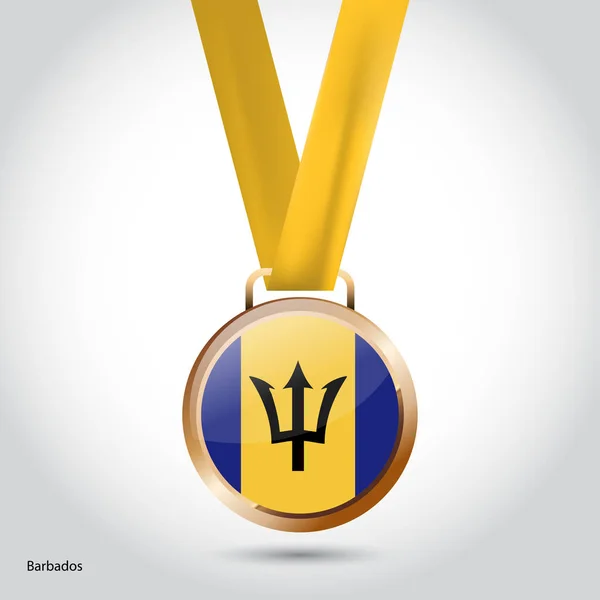 Drapeau Barbade en médaille de bronze — Image vectorielle