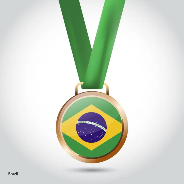 銅メダルのブラジルの国旗 — ストックベクタ