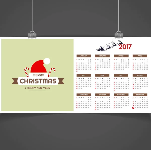 Calendario de Navidad imprimible — Vector de stock