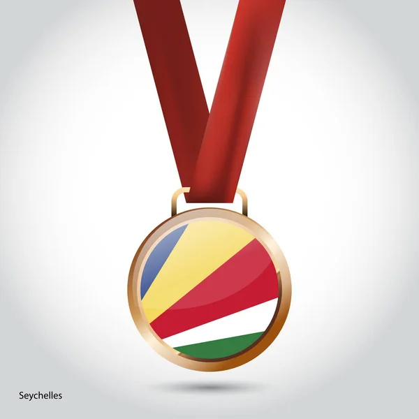 Drapeau des Seychelles en médaille de bronze — Image vectorielle