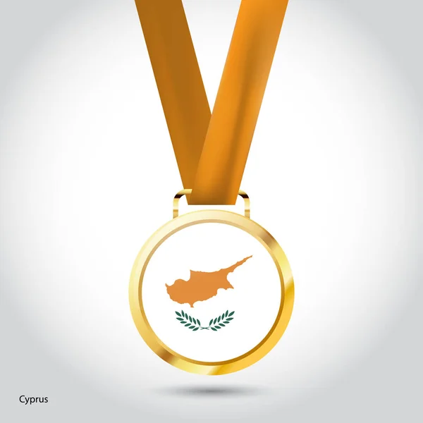 Kyperská vlajka ve zlaté medaile — Stockový vektor