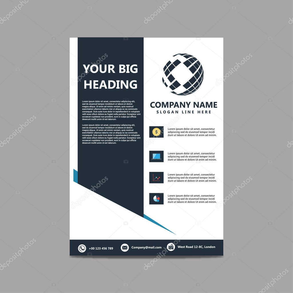 Brochure flyer icon, modern minimalistic flat design. vector illustration