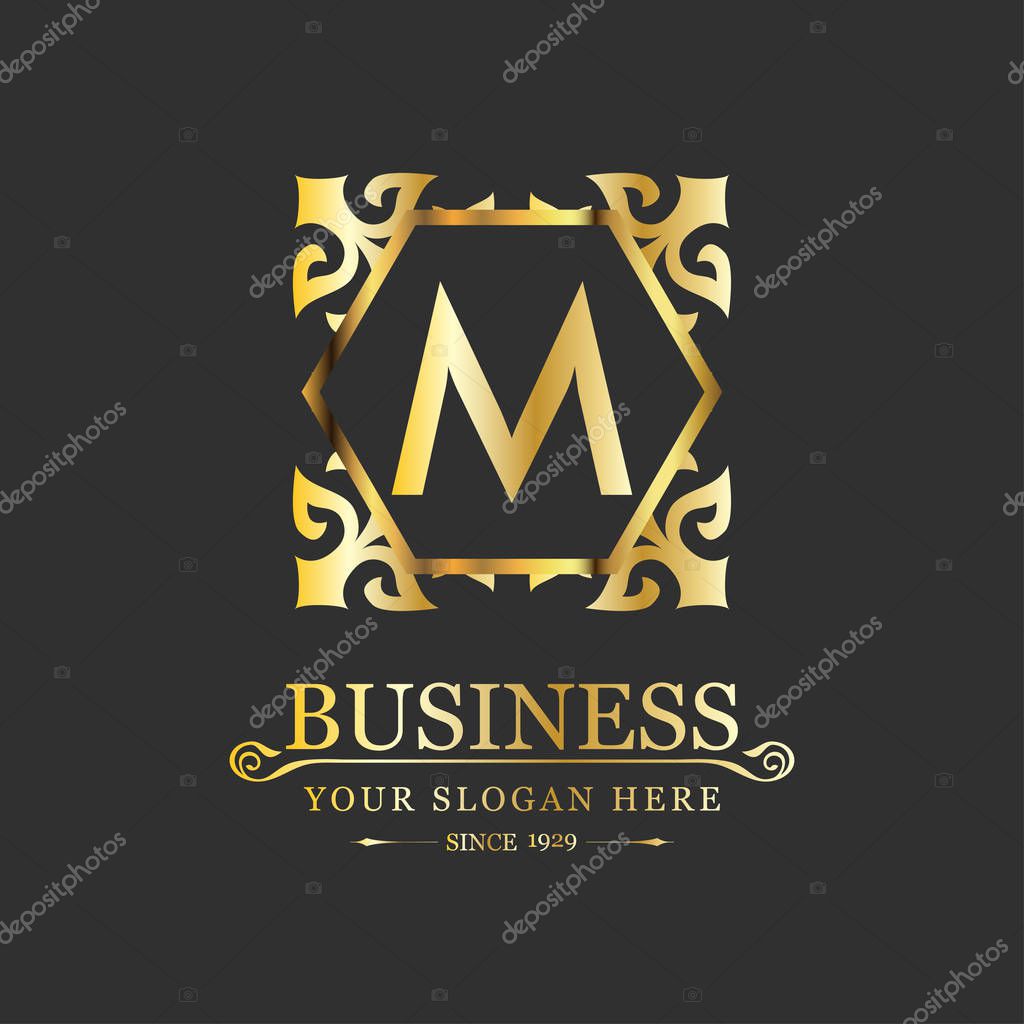 Business logotype icon with letter M, vector illustration