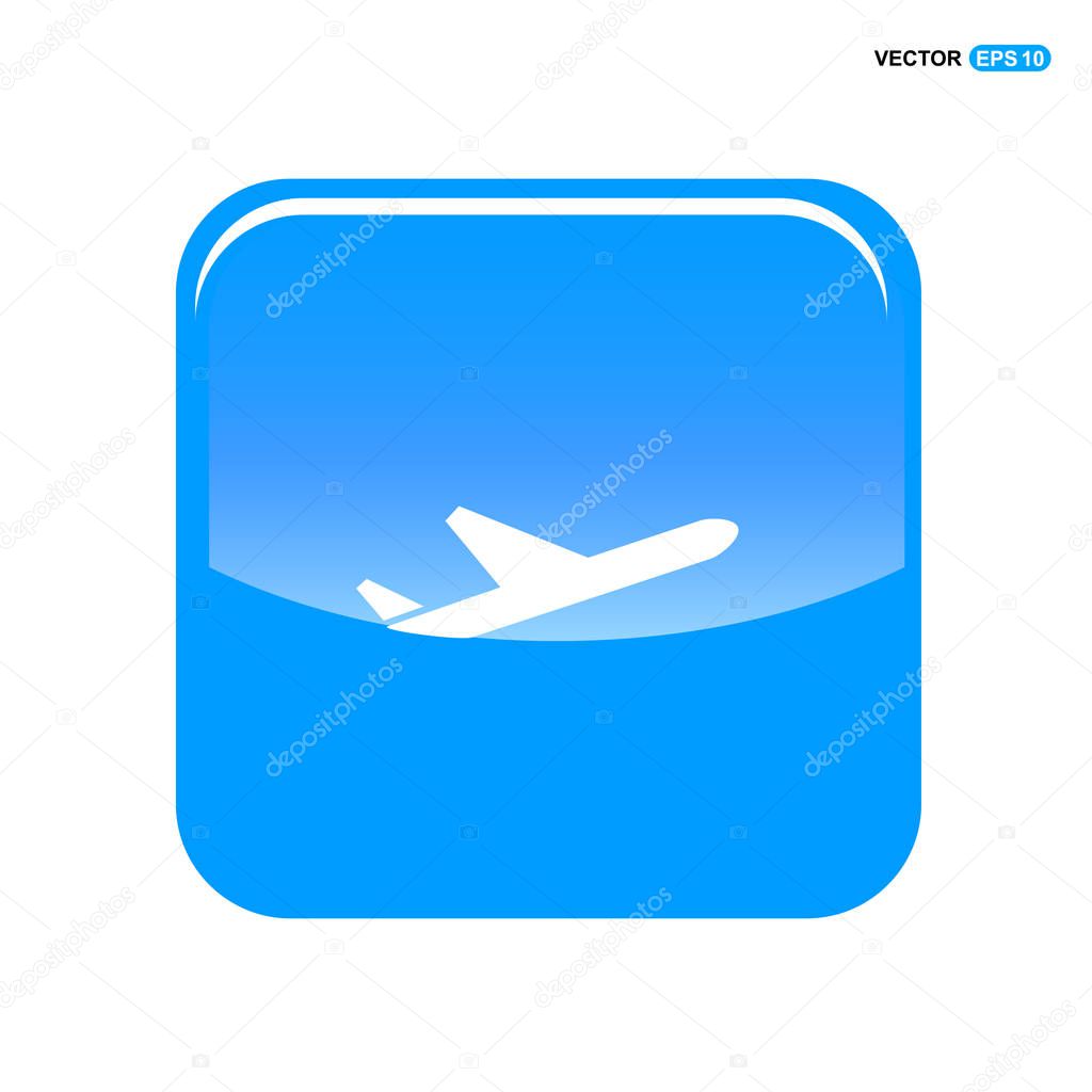 airplane in blue button