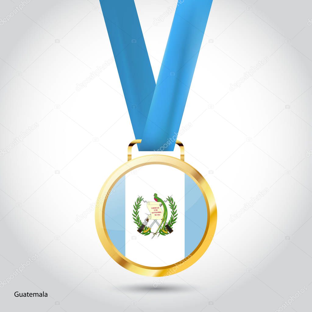 Guatemala flag in golden medal, Olympic Game concept