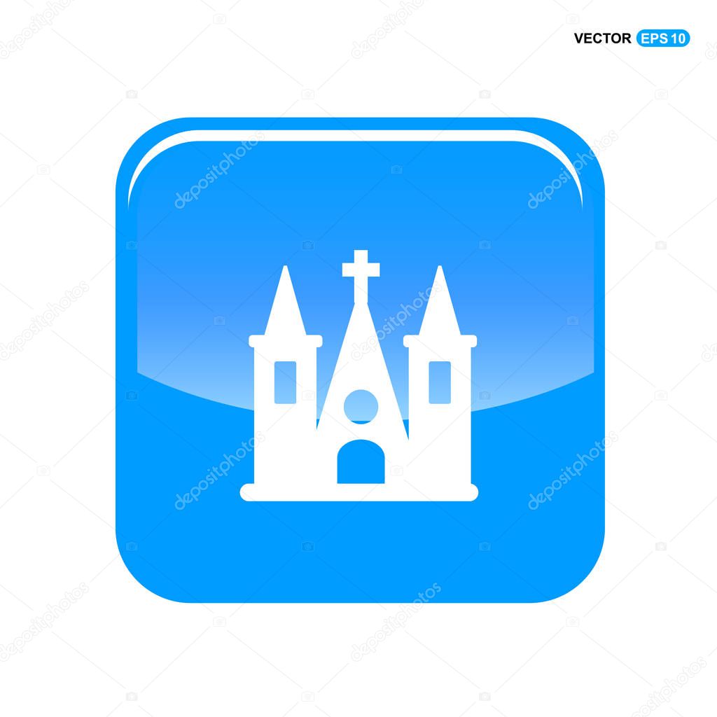 church in blue button